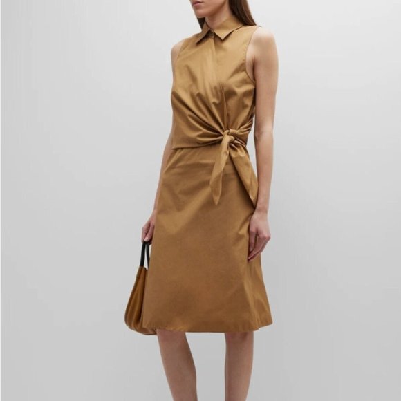 VINCE SLEEVELESS WRAP SHIRTDRESS IN TOBACCO COLOR DRESS sz 6 - Picture 1 of 6